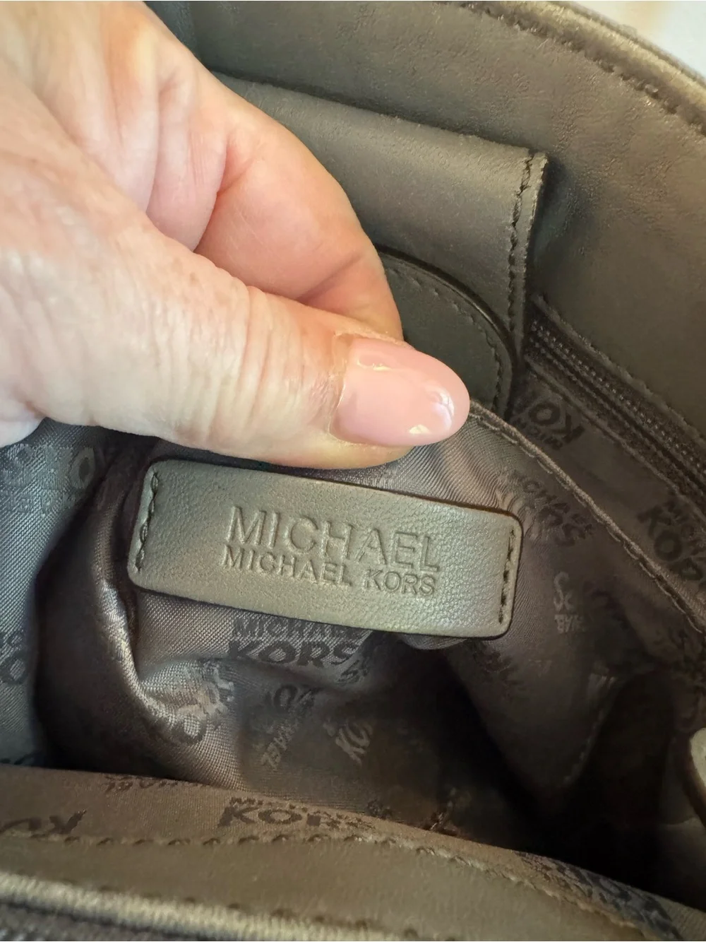 Michael Kors Quilted Satchel and Wallet Set in Gray